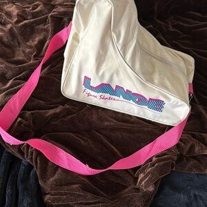 Lange White and Pink Figure Skating Bag